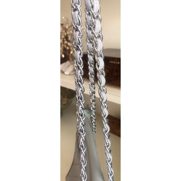 TORY BURCH Alexa Quilted Chain Shoulder Bag Silver/Grey - Picture 5 of 14